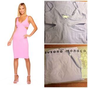 Revolve Susana Monaco Side Open V Tank Dress in Provence Light Purple Medium NEW